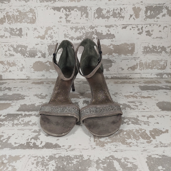 Adrianna Papell Silver Strap Studded Open Toe Heel Sandals V125 - Picture 3 of 8